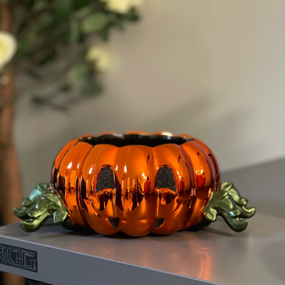 Bath & Body Work Halloween Pumpkin Spider Pedestal Candle Holder